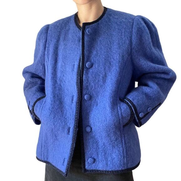 Vintage Donegal Design Purple Mohair Wool Handwoven Irish Cardigan Jacket Sz L - Picture 4 of 8